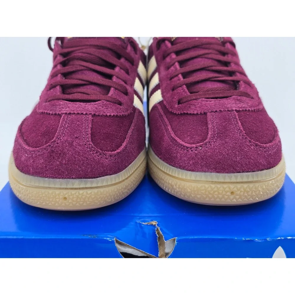 Adidas Handball Spezial W Womens 8.5 Maroon White Suede Sneakers JP8726 -New